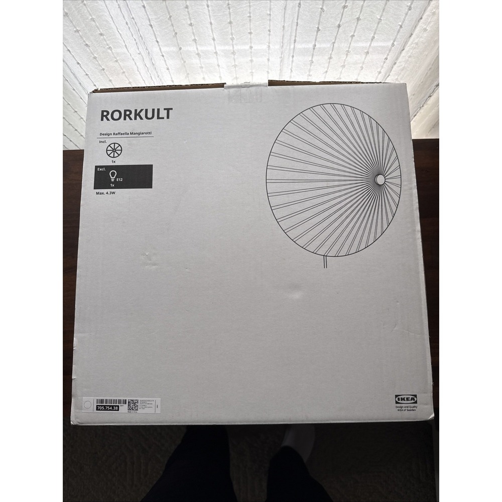 New IKEA RORKULT Wall Lamp Stripe Pattern/white Glass  14" 705.754.38